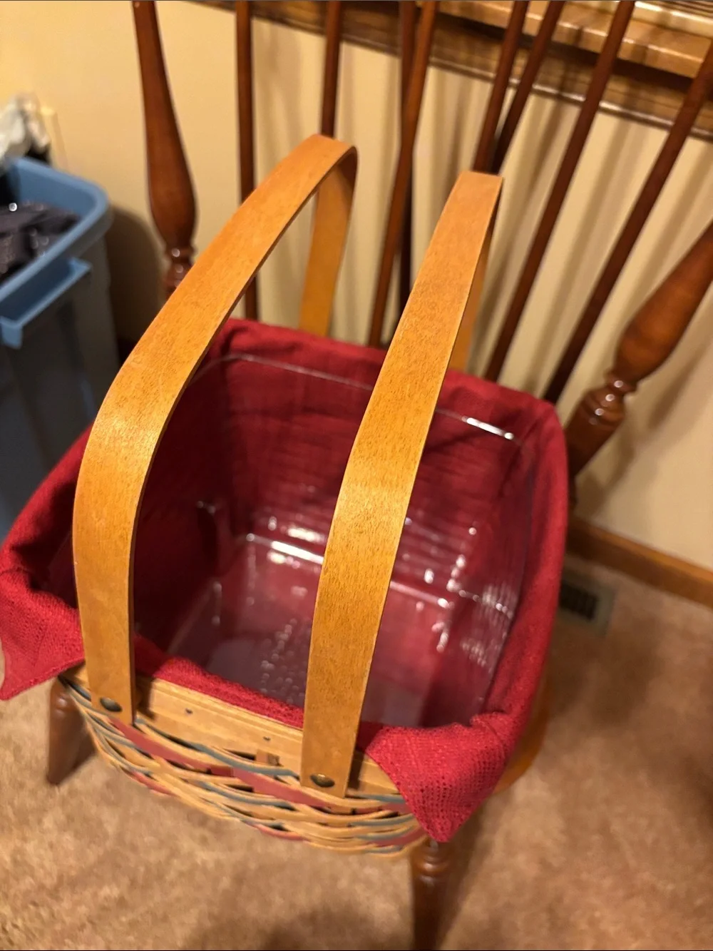 Longaberger Picnic Tote Set - with Red and Blue Splints